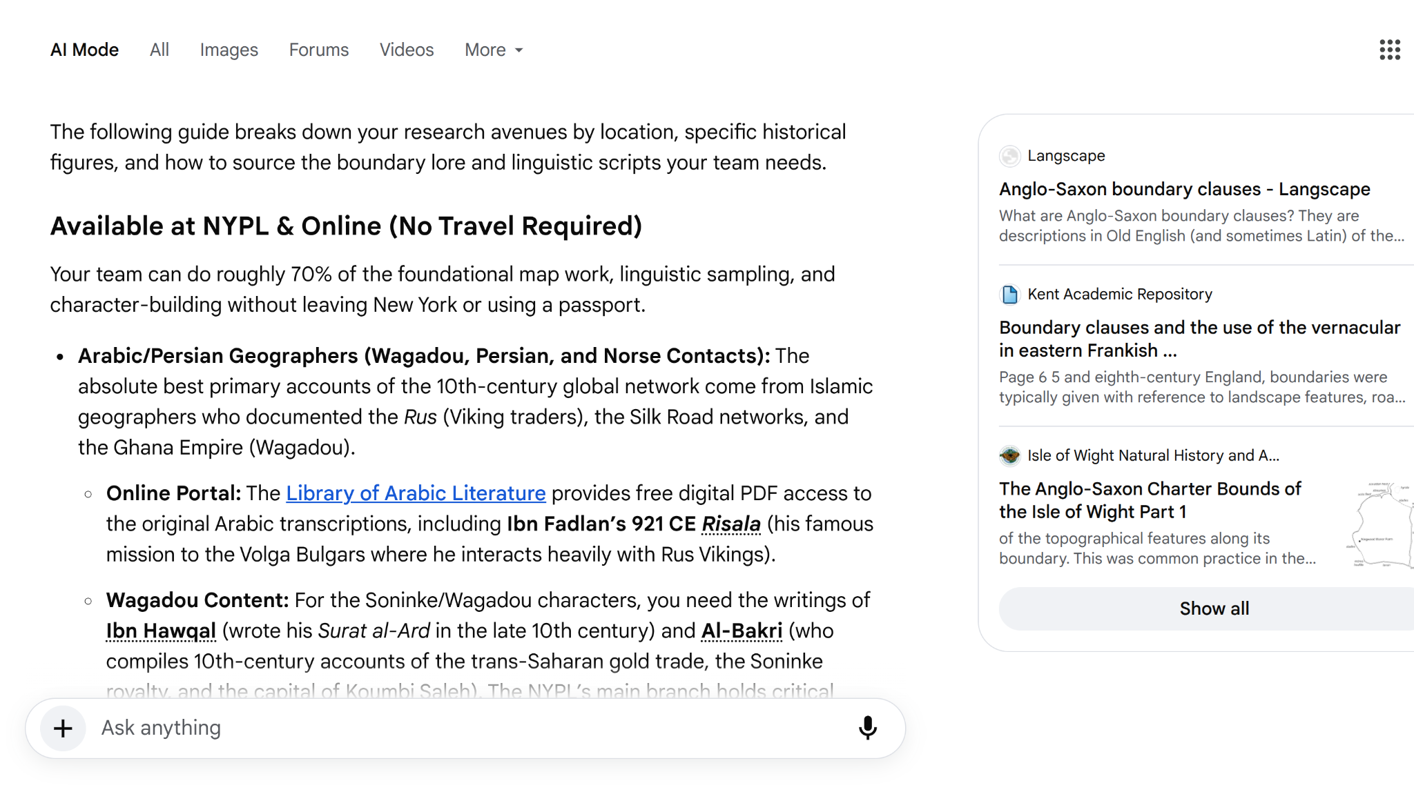 Refining a historical research search